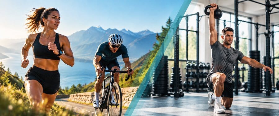sportifs en velo et course à pied et musculation pour devenir personal trainer Geneve
